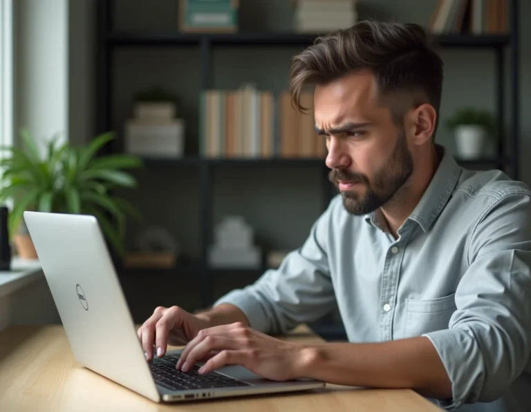 Homme appuyant sur plusieurs touches d'un clavier Dell pour débloquer le verrouillage du clavier