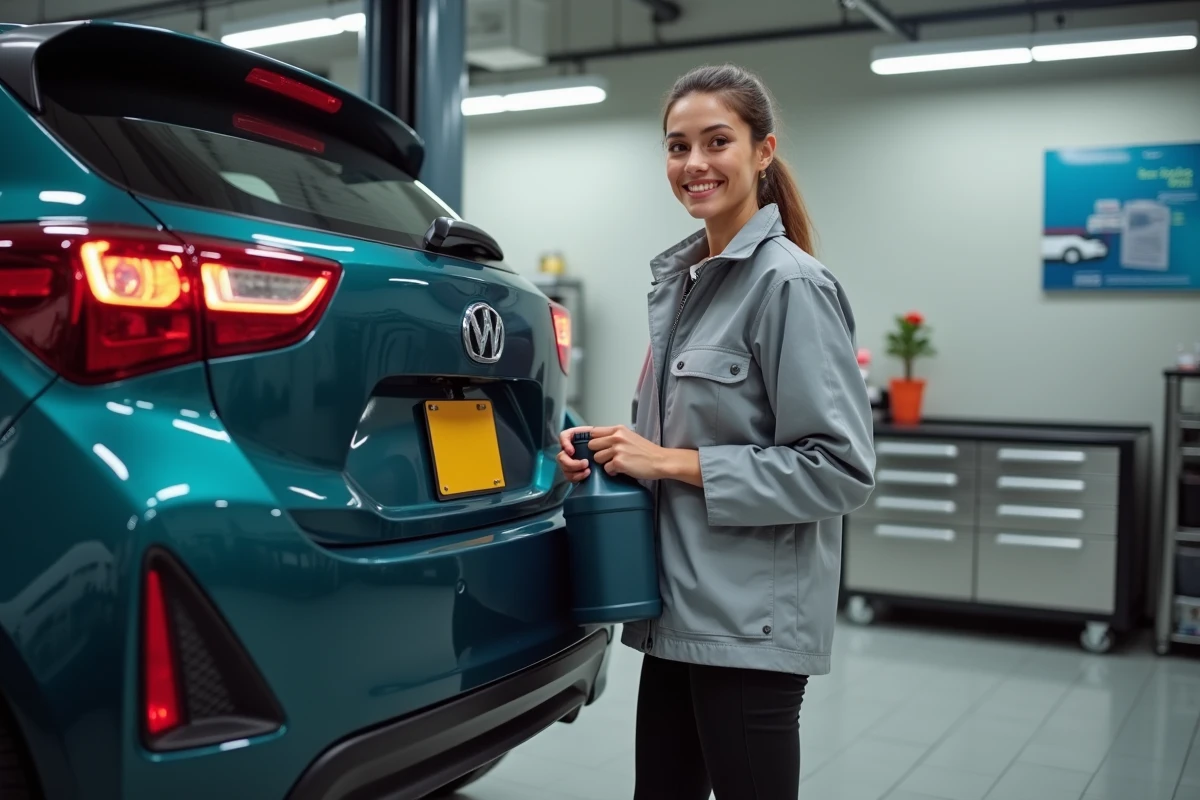 Femme tenant un bidon d