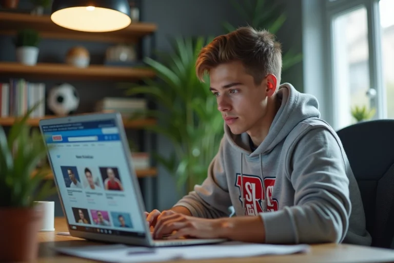 Jeune homme concentré sur son ordinateur dans un bureau moderne