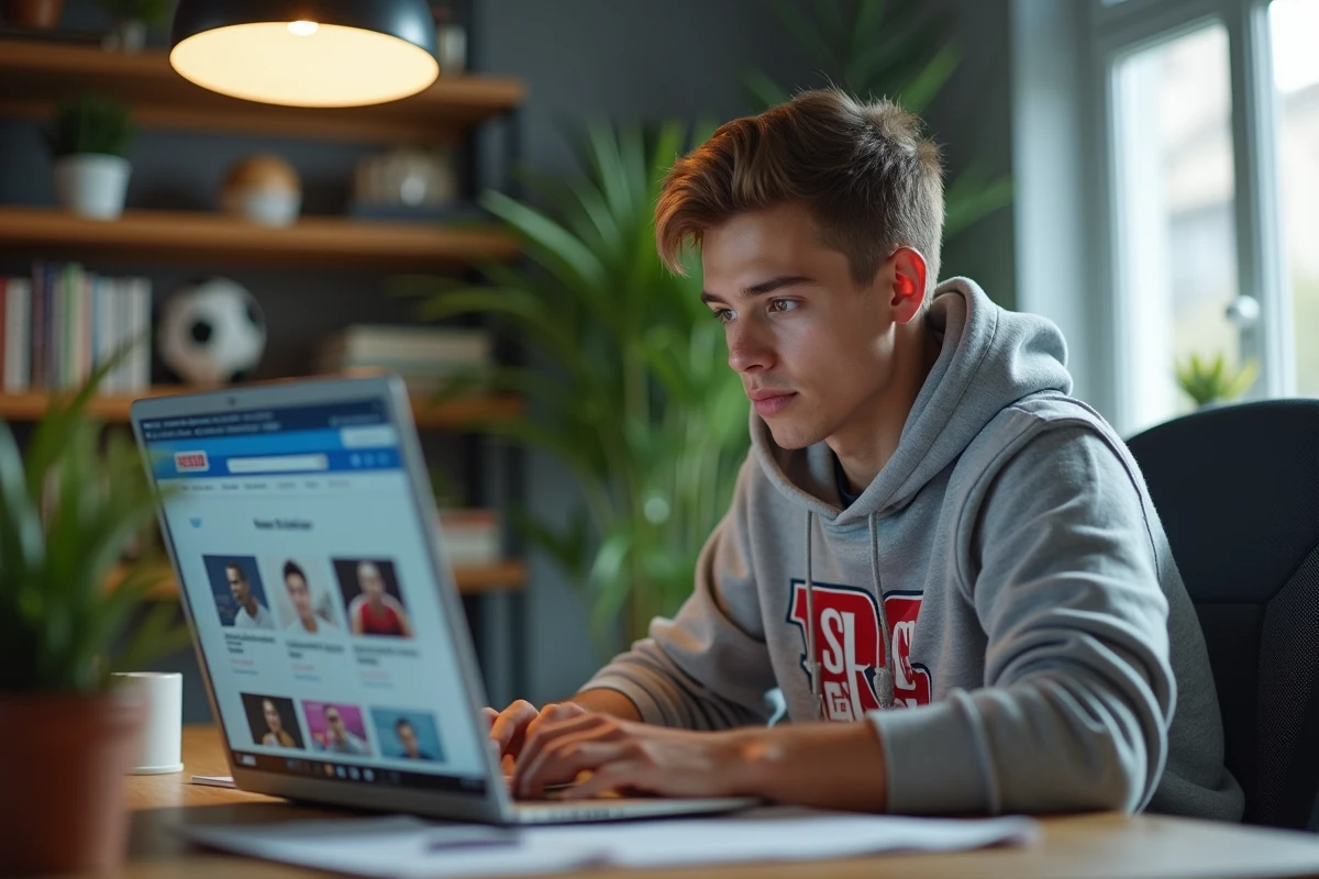 Jeune homme concentré sur son ordinateur dans un bureau moderne